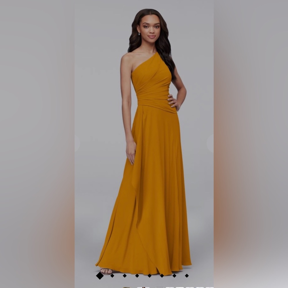 David’s Bridal One-Shoulder Georgette Cascade Dress 4